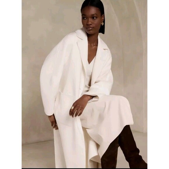 Banana Republic Wool AMINA DOUBLE-FACED TOP COAT size S IVORY  NWT - Picture 3 of 7